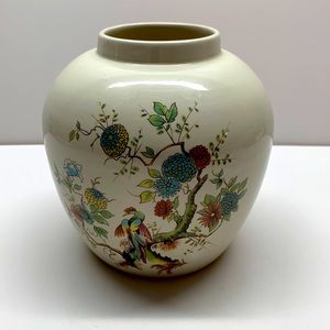 Royal Cauldron England R Twining porcelain ginger vase floral birds vintage